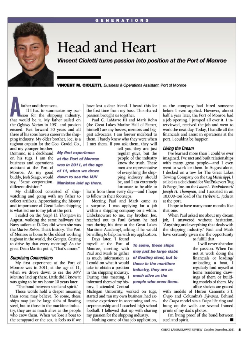Very fortunate to have been featured in one of the most prominent magazines of the Maritime Industry, the Seaway Review. I am proud of this!