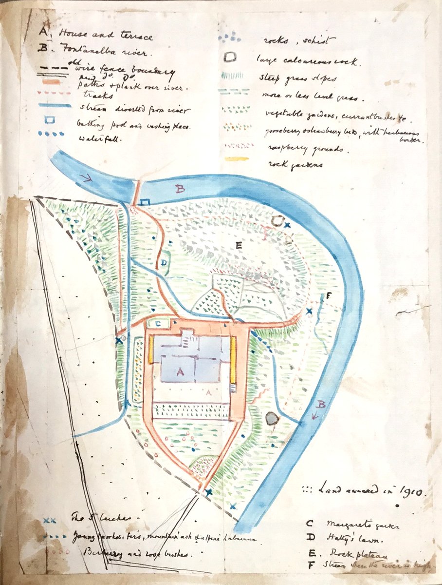 Casa Fontanalba; Clarence's pictorial map of the garden and wild land round the house, made in 1910, four years after it was built. bit.ly/37iy8AU
