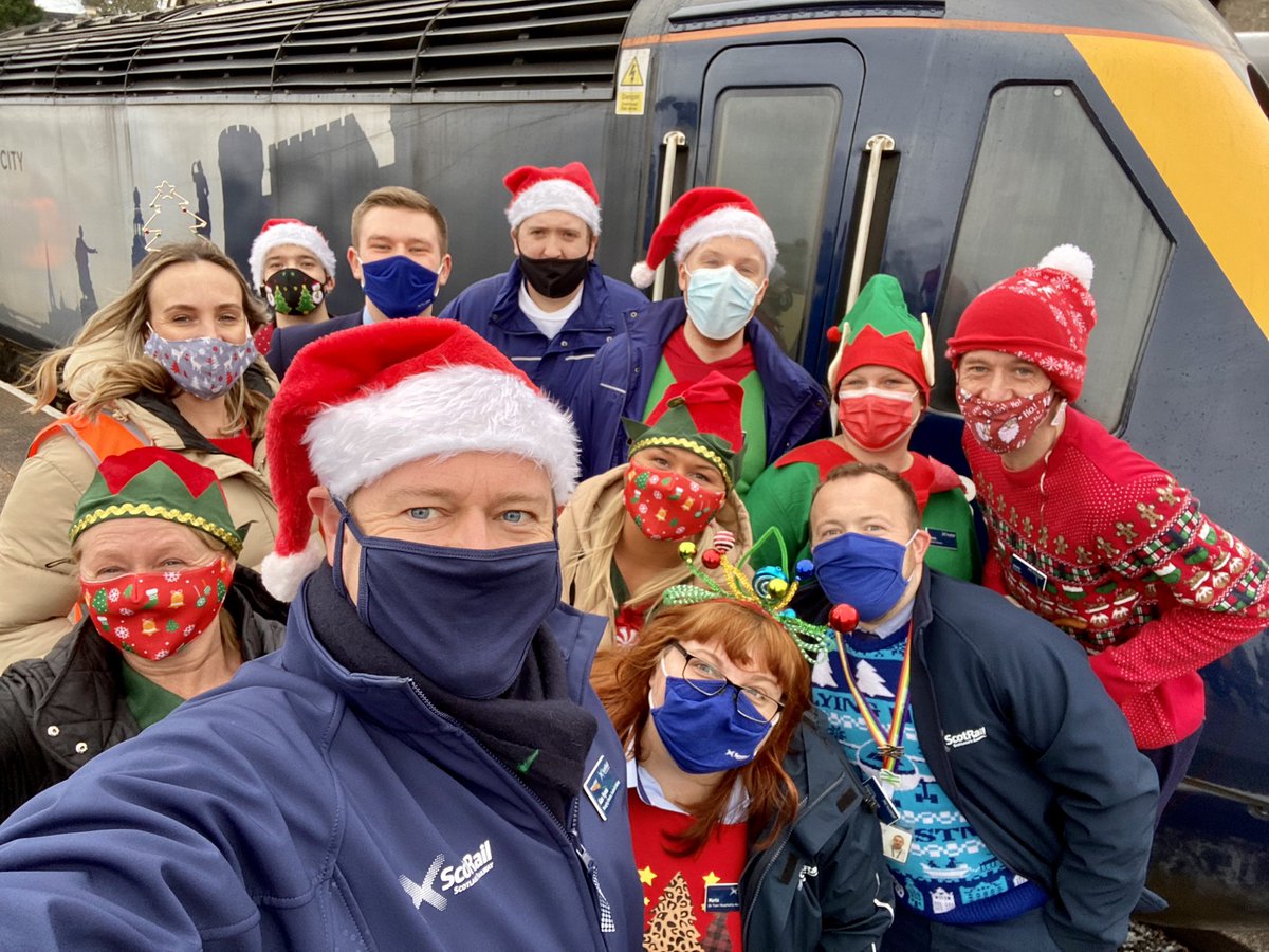 AlexHynes's tweet photo. We took a @ScotRail train to Lapland (well, Boat of Garten), saw Santa and his reindeer, and raised over £30,000 for @RailwayChildren. Thank you to all our wonderful customers, crew and volunteers for such a brilliant day! @StrathspeyRail @NetworkRailSCOT #ScotRailSantaExpress https://t.co/mJPs6ttBVG