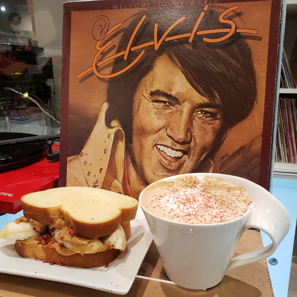 spincoffeevinyl's tweet photo. Introducing The Elvis, a peanut butter and banana latte with bacon bits fit for The King.
.
.
#dallascoffeeshop #dallascoffee #indiecoffeeshop #coffee https://t.co/teetzI9gQJ