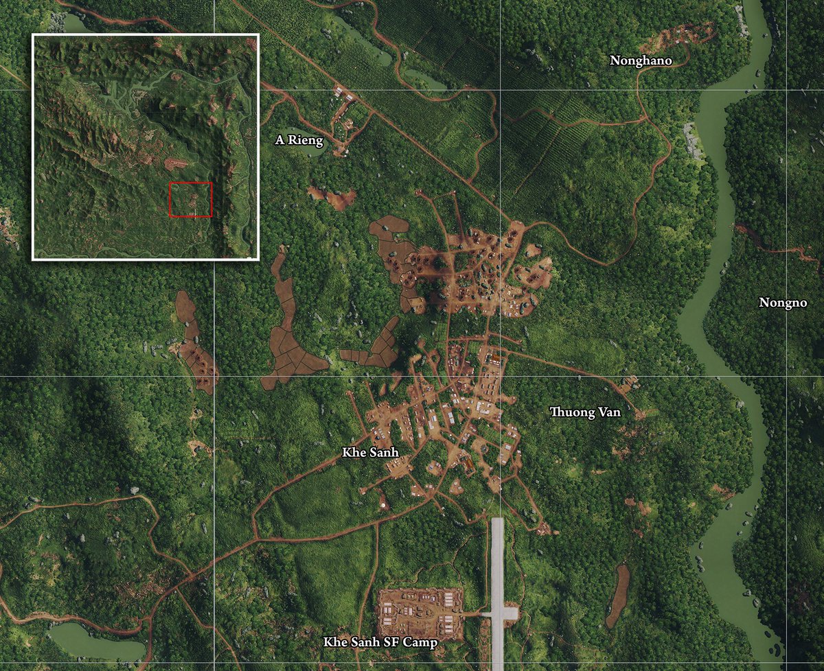 Oh I forgot to post this a few weeks ago:
#Arma3 #SOGPrairieFire Khe Sanh terrain from above! In a 10k aerial image! 🌴🚁🌴

Get the 30MB jpg here: drive.google.com/uc?export=down…
(Composite of 112 in-game screenshots. 4k version and a preview below.)