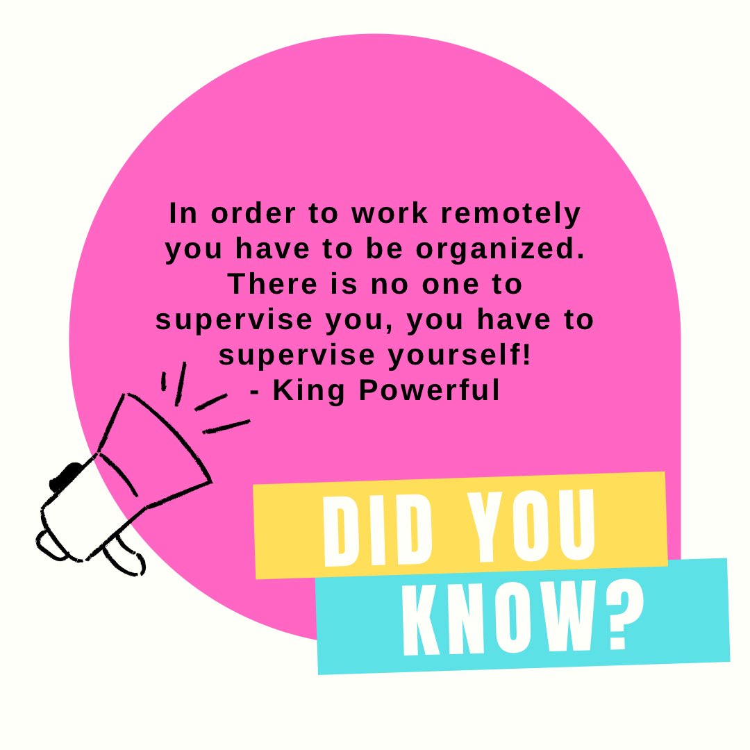 #remotework tips:

Cut out the laziness and get going…
📆 Create your Do-Now list and keep organized. Start with the free apps for increasing your productivity levels until you’re earning enough to upgrade to the apps premium plans and kick ass as a #remoteentrepreneur 
#wfh