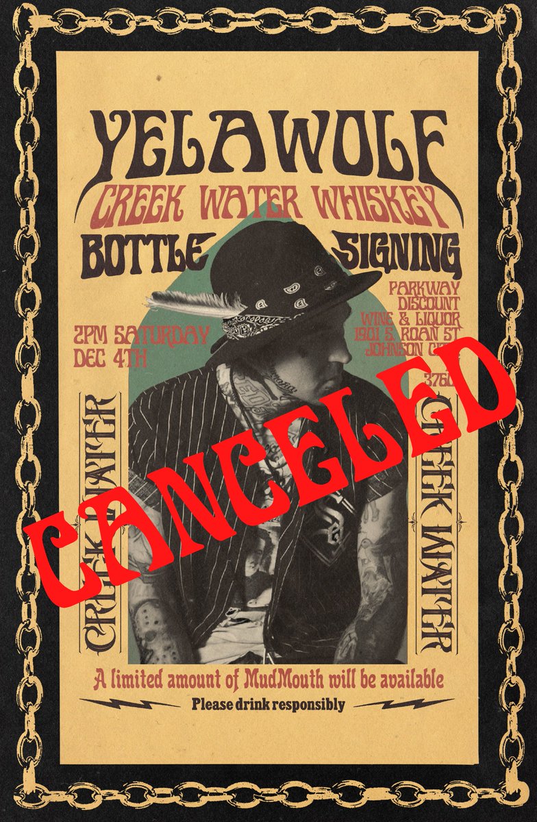 Due to unsafe travel conditions in Nashville and across eastern Tennessee, the Johnson City bottle signing scheduled for today has been canceled. We apologize for the late notice and stay tuned for updates on all future signings.