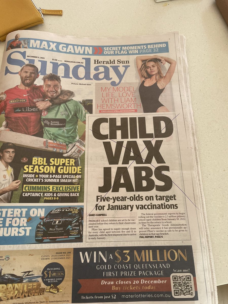 Gina0465's tweet photo. Gutter press @theheraldsun - fuelling the fire. What about “life saving immunisation schedule for 5-11 year olds”?? #GetVaccinated https://t.co/sVTDTMe7Dt