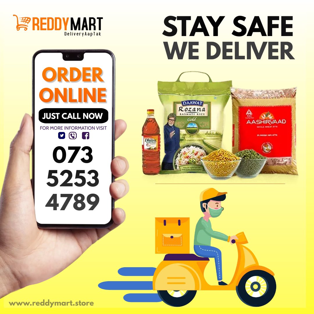Reddymart1's tweet photo. Ab shopping ke liye bahar kyu jana, jab Reddymart delivers in just 4-6 hours. Start ordering…
👉To place your order call us at: 07352534789
👉Shop here at: https://t.co/Mev6BJeREg
✅Cash on Delivery, ✅Easy Return ✅Same Day Delivery!
.
.
#reddymart #onlineshopping #muzaffarpur https://t.co/8dJR4LXj4R