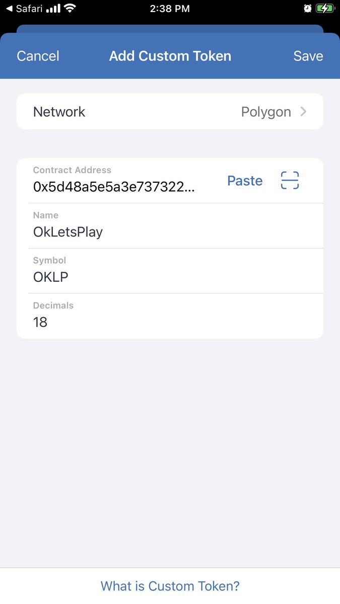 Ok_LetsPlay's tweet photo. When adding $OKLP token to TrustWallet, make sure to select the #Polygon Network, and Decimals = 18 

Contract address: 0x5d48a5e5a3e737322ae27e25897f1c9e19ecc941 https://t.co/NuD4XNXCxt