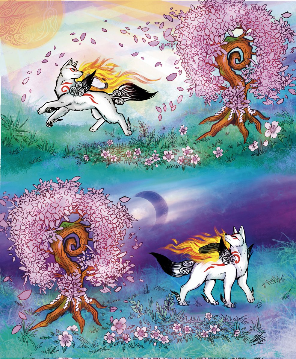 memokuart's tweet photo. ŌKAMI - ☀️day🌙night

#ōkami #okamiart #amaterasu #memoku #memokuart https://t.co/oKHspqh4To