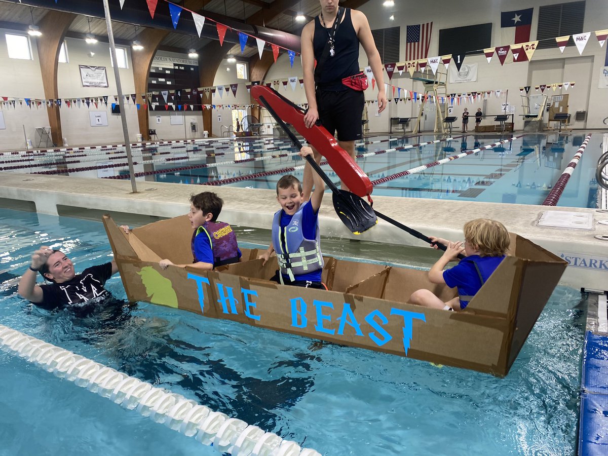 Advanced_MISD's tweet photo. F I F T Y - E I G H T. The number of boats entered into the #MagnoliaRegatta and the number of boats that successfully crossed the pool with their team inside! We are beyond proud of these students! #cardboardchallenge @nirvan https://t.co/druqlQbTqC