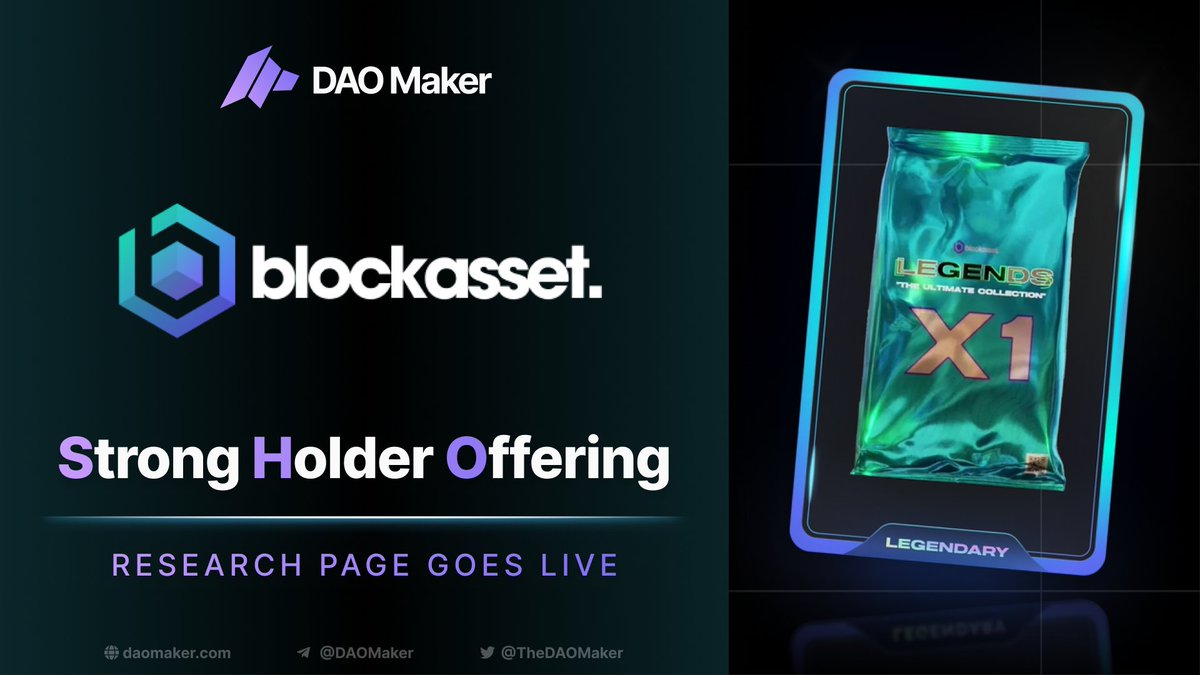 daomaker's tweet image. SHO: @Blockassetco 

Blockasset is an athlete verified #NFT platform built on Solana, connecting fans with athletes like never before. 

Research👇
daomaker.com/company/blocka…

- Start: 7th of December 12:00 UTC
- Finish: 8th of December 12:00 UTC

1/