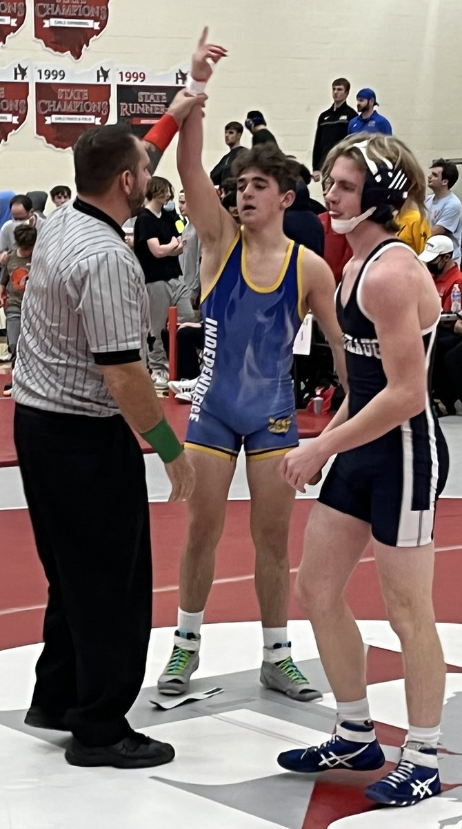 Congratulations freshman Charlie Puklavec on going 4-0 with 4 pins and taking first place at Hawken. #IndyWrestling