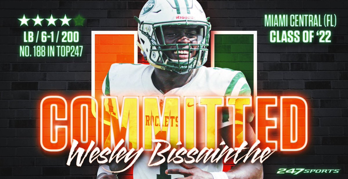 GabyUrrutia247's tweet image. BREAKING: Miami wins a huge recruiting battle and lands Top247 LB Wesley Bissainthe over Florida State, Florida, Penn State, and West Virginia. 

Bissainthe goes in-depth on his decision to stay home with @Andrew_Ivins. 

247sports.com/Article/Miami-…