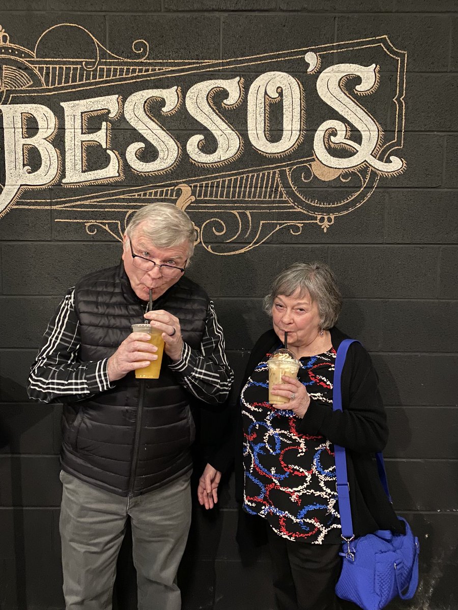 bessoscoffee's tweet photo. 🎉❤️🎂 Join us in celebrating Bill and Sharon Garrett (aka Boo and Marmee)! They are responsible for (parents and grandparents of) those who opened Besso’s in 2020, so that makes them Marmee and Boo of the #BessosFamily! 

#Coffee #Service #Community
#AndFamily https://t.co/EDkYvJDaRM