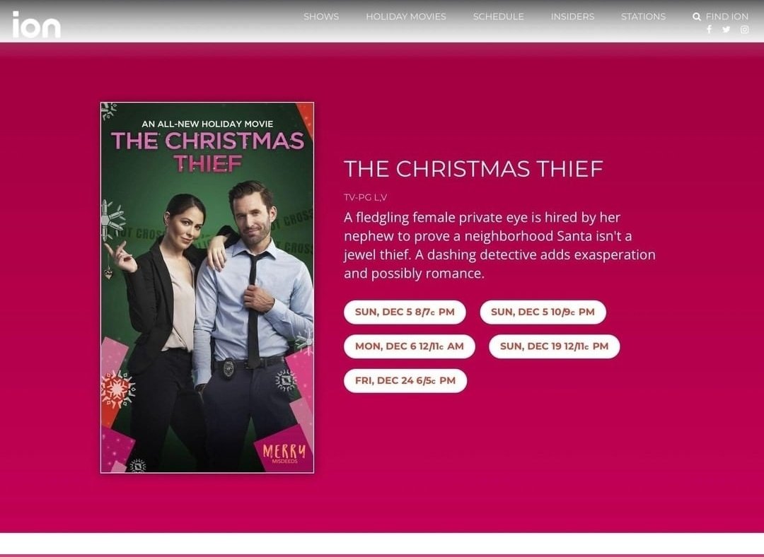 Reposted from @sara_sevigny The full schedule of The Christmas Thief so you’ll know when Criminal Minds has been bumped from the schedule FOR OUR AWESOMENESS! 🤣🎉💯❤️  
@michelleborth <a href="/BJonsteele/">Bryson JonSteele</a>