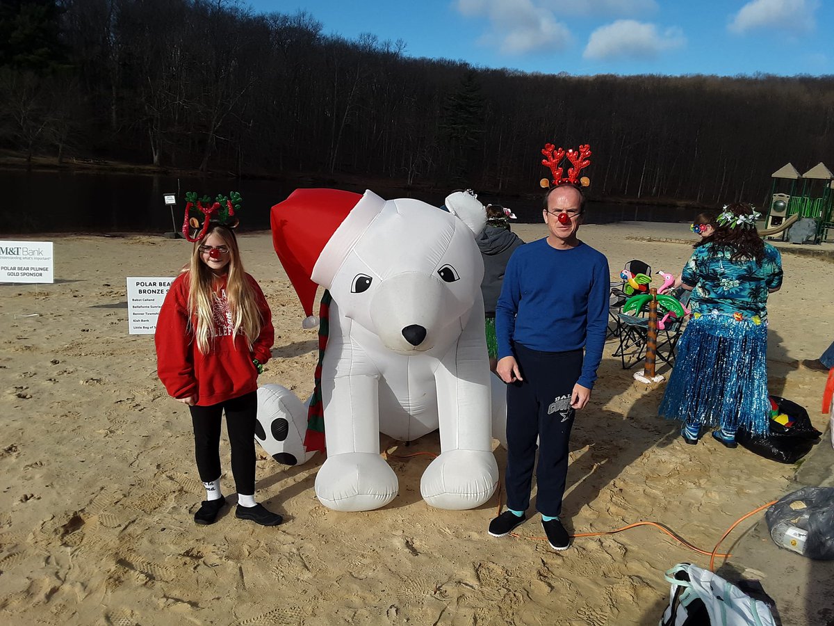 jnmet's tweet photo. Polar Bear Plunge 2021 is done. Thanks to our generous sponsors Leah and I raised a combined $700 &amp; our team Bellefonte Area School District @BellefonteASD raised over $1800. The weather was beautiful but the water was very cold with a thin layer of ice for good measure. https://t.co/e4U6ZJyAzy