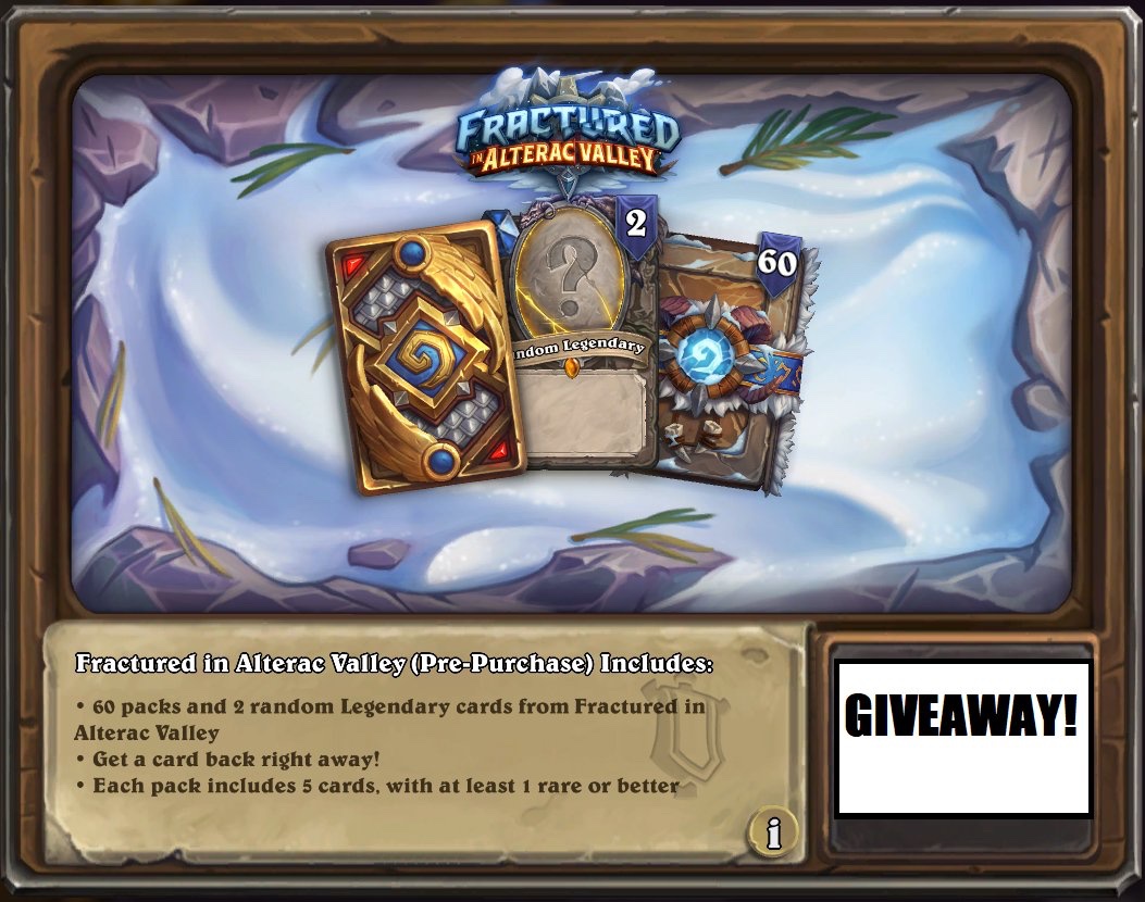 lunaloveee8's tweet image. Fractured in Alterac Valley bundle Giveaway time! Courtesy of @PlayHearthstone 

To win:
✨Follow me
✨Follow my twitch.tv/lunaloveee8
✨Retweet

Good luck everyone! 💜