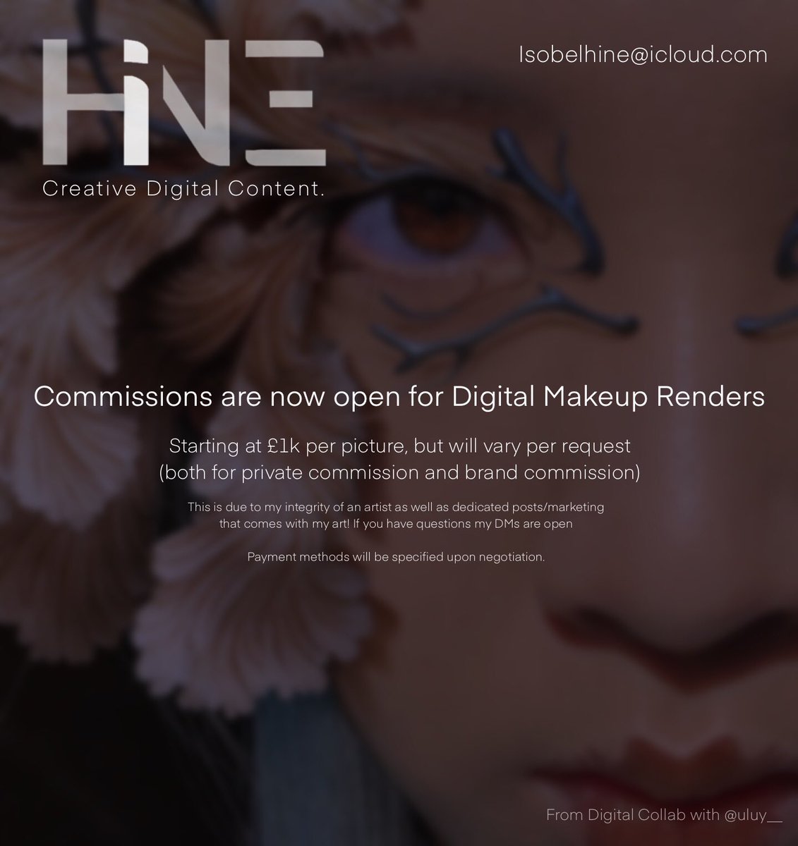 I’ve started something exciting, something that combines two interests of mine and is definitely a niche with a lot of potential!

instagram.com/issy_hine?utm_…

Pls retweet to support x
#SmallBusinessSaturday #commissionopen #digitalmakeup #digitalart #3dart