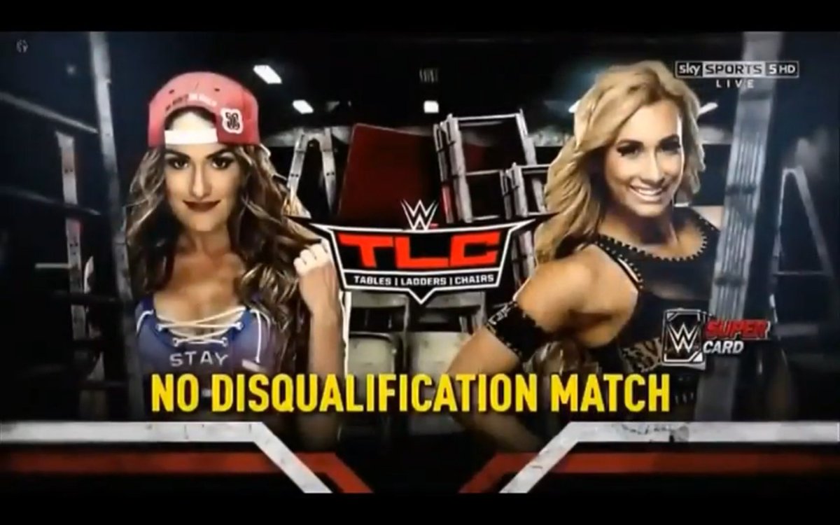 #TodayinWWEhistory 
December 4th 2016
WWE TABLES LADDERS CHAIRS
no disqualification match 
Nikki Bella vs @CarmellaWWE https://t.co/8qdVdChSDs
