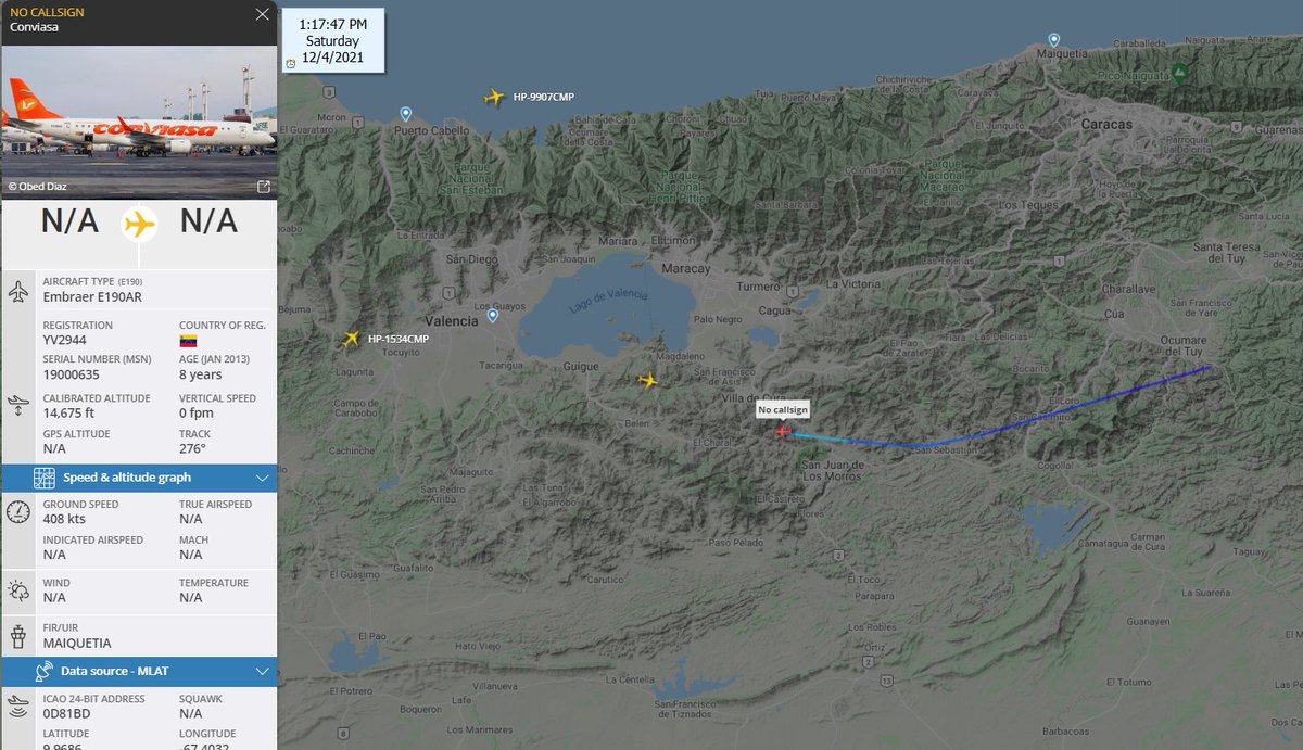 FlconEYES's tweet photo. 🚨🛰️📡#YV2944 Embraer E190AR Carguero, Cód de llamada: ANÓNIMO🧐🧐 
Estos cargueros son utilizados por la Dictadura para sus tráficos secretos.  
Descendiendo ahora sobre Valencia. 
#Venezuela #4Dic #OSINTVenezuela #PlaneAlert  #AvGeek #ADSB #Aviation #HappeningNow https://t.co/fkYrG1Rj0z
