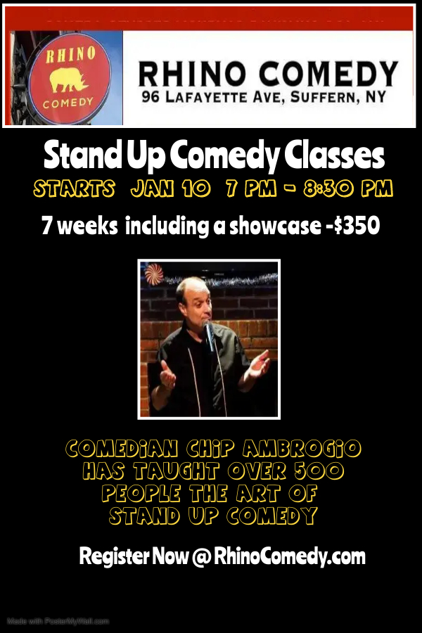 ChipAmbrogio's tweet photo. Start the New Year in a fun way. Take the chance and step into the spotlight! #RhinoComedy #Learnstandup #nowsthetime https://t.co/kFhLBzfT2p