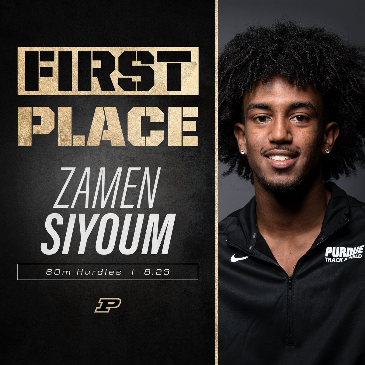 Zamen Siyoum wins the 60m hurdles in his collegiate debut! He runs a finals time of 8.23.

📊 boile.rs/32Rqy0p

#BoilerUp 🚂