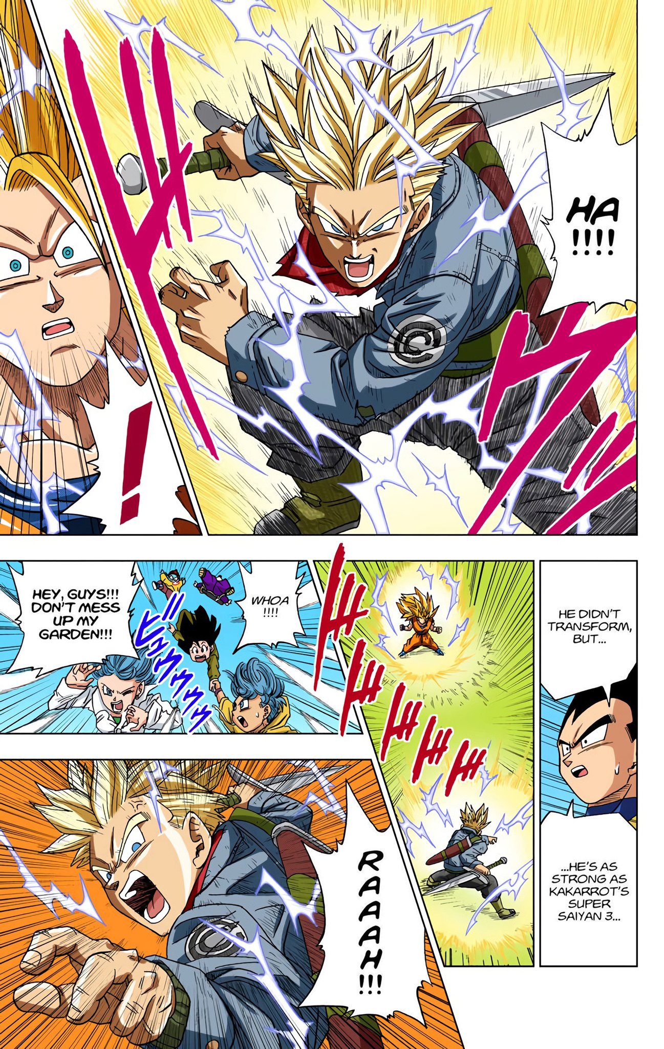 Trunks Futuro SSJ2 vs Dabura - Manga extra Dragon Ball Super a COLOR 