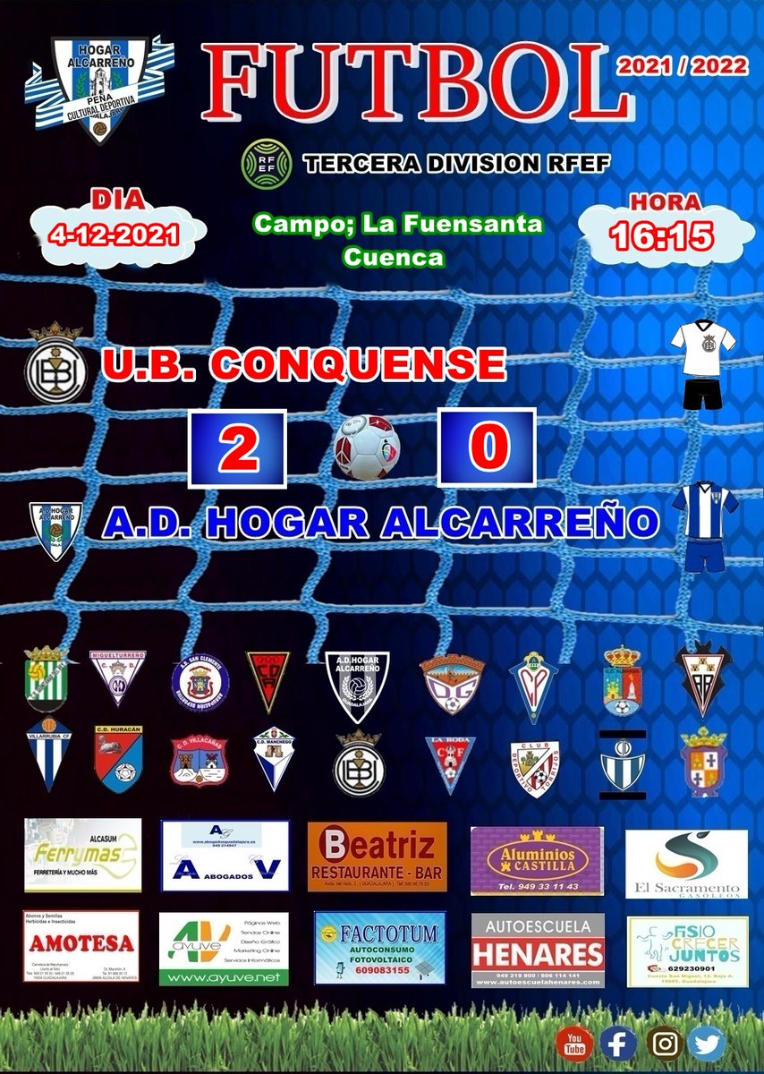 U.B. CONQUENSE  2 - 0 HOGAR ALCARREÑO  4 DICIEMBRE 2021. PEÑA  HOGAR ALCARREÑO.   
guadalajaradiario.es/deportes/49042…

<a href="/UBconquense/">UB Conquense</a>