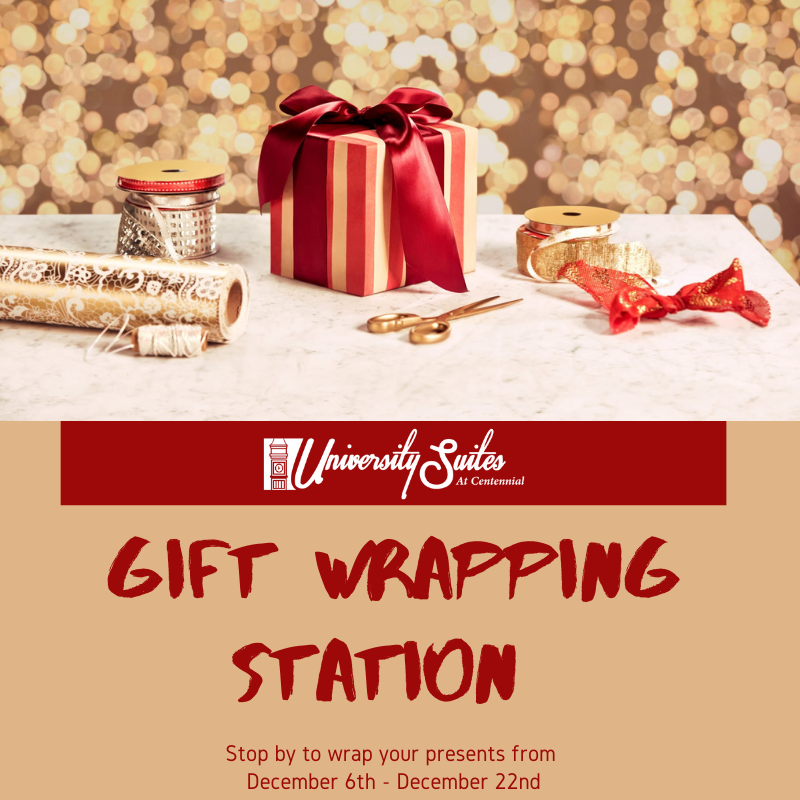 USuitesApts's tweet image. Need to wrap some presents? We've got you! Stop by our gift wrapping station starting Monday #tistheseason #suiteliving #christmastimeisthebesttime #happyholidays #merrychristmas
