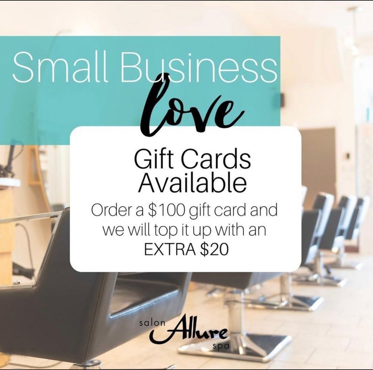 Order a $100 gift card and get a top up of an extra $20! Head over to @salonallurespa for details on how to redeem this awesome offer. 
#shopthekingsway #salonallurespa #giftcard #torontosalon #torontohair #torontospa #hairsalon #hairgoals #shoplocal #supportsmallbiz