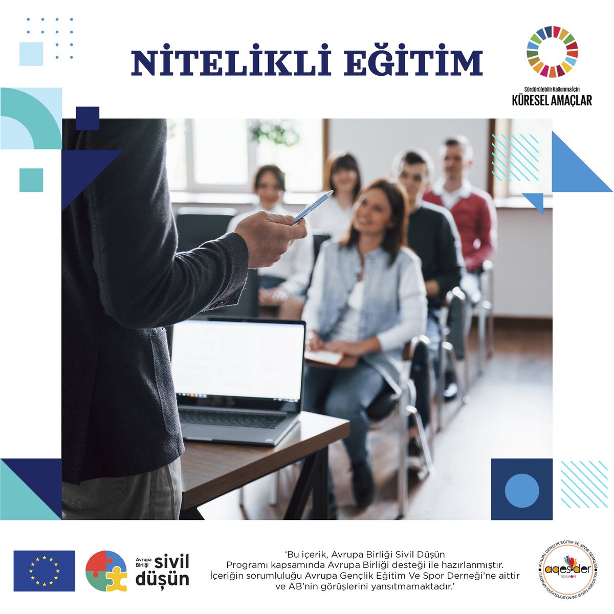 AgesDer's tweet photo. Sürdürülebilir Kalkınma Amaçları
4: Nitelikli Eğitim
SKA 4: Kapsayıcı ve hakkaniyete dayanan nitelikli eğitimi sağlamak ve herkes için yaşam boyu öğrenim fırsatlarını teşvik etmek https://t.co/rgChHglXxX