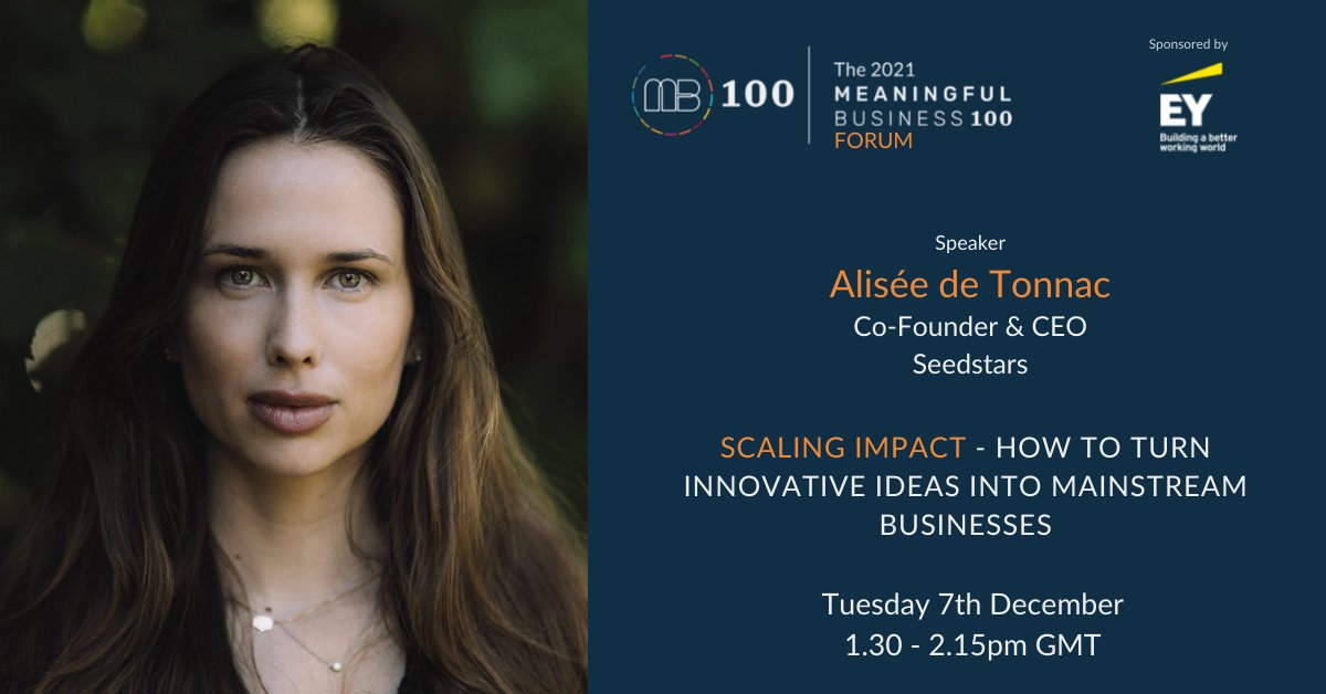Seedstars (@seedstars) on Twitter photo Join our Co-CEO & Co-founder <a href="/aliseedt/">Alisée de Tonnac</a> for a discussion on ‘Scaling Impact at the 2021 #MB100 Forum, hosted by <a href="/MB_Community/">Meaningful Business</a> and sponsored by <a href="/EYnews/">EY</a>.
#MeaningfulBusiness #MB100Forum #MeetTheMB100 #SDGs
See the full agenda, and register here: meaningful.business/mb100-forum-20… Join our Co-CEO & Co-founder <a href="/aliseedt/">Alisée de Tonnac</a> for a discussion on ‘Scaling Impact at the 2021 #MB100 Forum, hosted by <a href="/MB_Community/">Meaningful Business</a> and sponsored by <a href="/EYnews/">EY</a>.
#MeaningfulBusiness #MB100Forum #MeetTheMB100 #SDGs
See the full agenda, and register here: meaningful.business/mb100-forum-20…