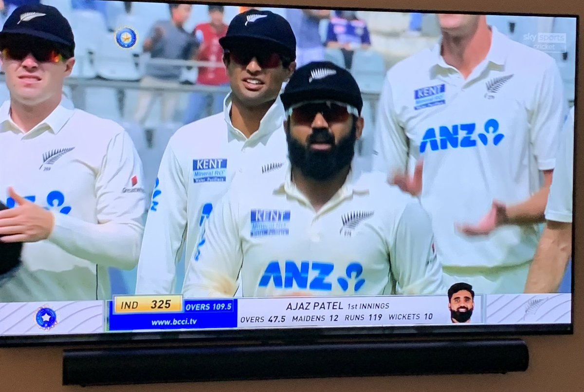 AniltailorT's tweet photo. Amazing stats by the Bombay born New Zealander Ajaz Patel. Many congratulations #10for #INDvzNZ https://t.co/O3OoW4aeE1