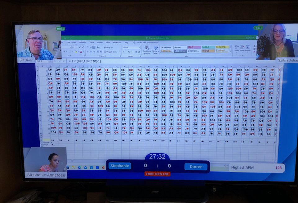 For years, I’ve joked about getting #Excel as a sport in the Olympics. History today, as ESPN3 carried two rounds of the <a href="/FMWC_/">Financial Modeling World Cup</a> Excel competition today. Thanks to <a href="/xszil/">XSzil</a> for co-hosting. Photo: Bill Cullen