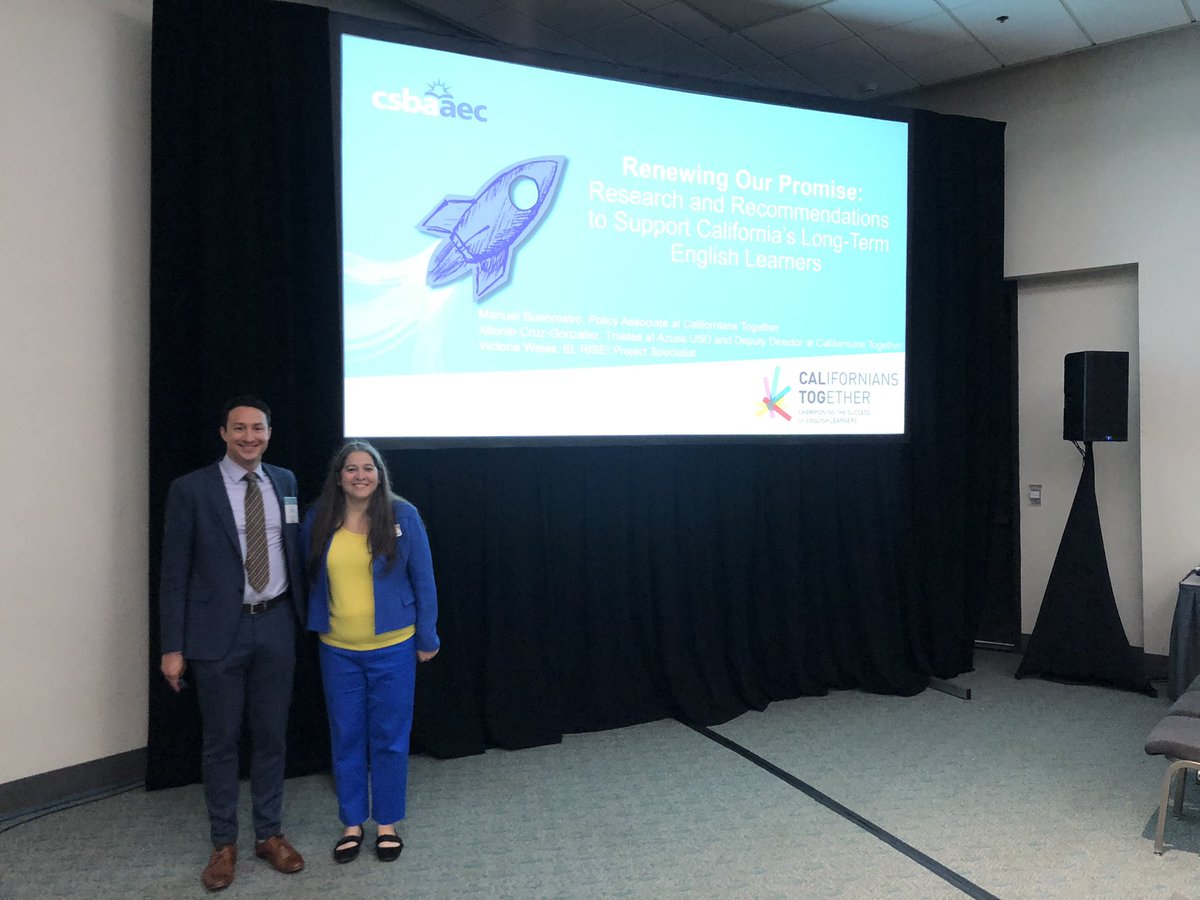 DrRenaeBryant's tweet photo. Excellent #CSBA #AEC session, “Meeting the Needs of Long Term English Learners in California public school” with Xilonin Cruz-Gonzalez and Manuel Buenrostro from Californians Together. #CalTog https://t.co/LIofCQBz8z