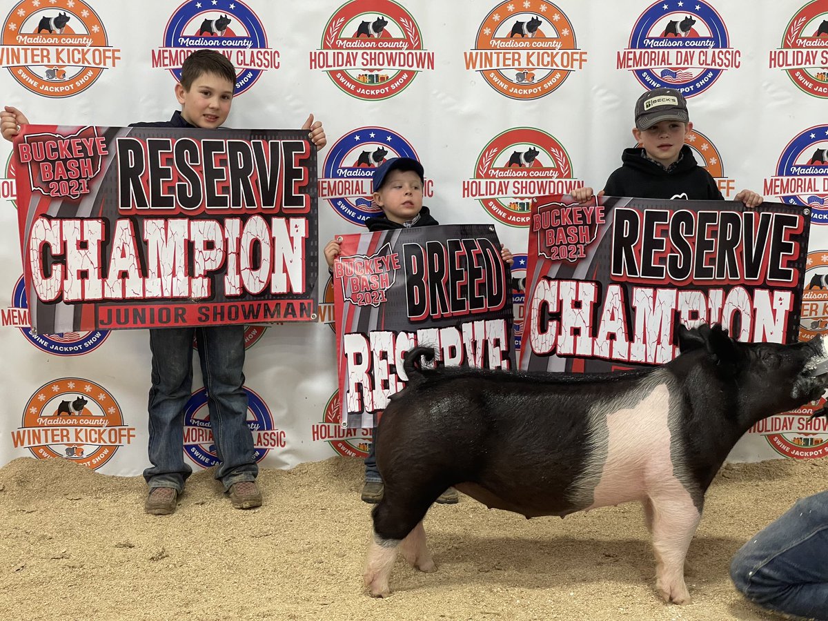 wendtk's tweet photo. Great Job Baine Clark Champion Junior Showman Reserve Cross Gilt and Reserve Supreme Champion at The Buckeye Bash Winter Jackpot . Sired by Back Drop and sold in or fall online sale . https://t.co/PsE8pZmUP2