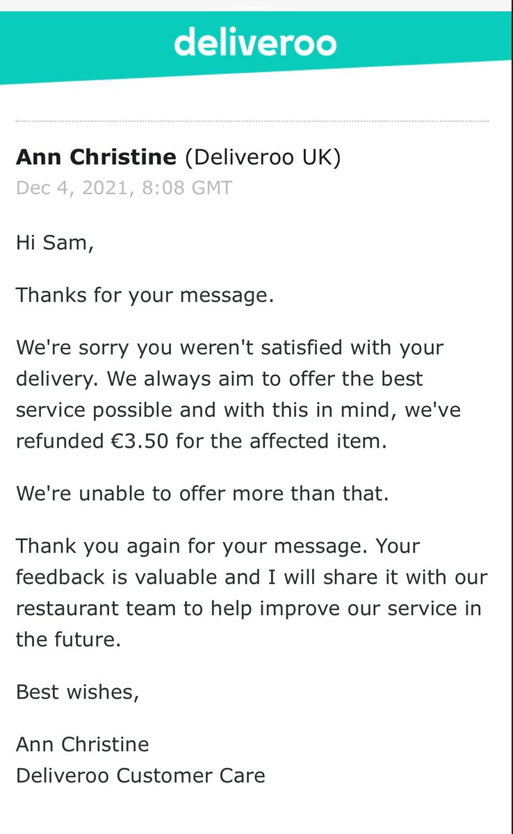 nosamno's tweet photo. @DeliverooHelp I did report this via the help section in the app and emailed @DeliverooHelp. Hence why I know that the best to be done was 3.50! Rotten food and a refund of 3.50....please explain https://t.co/V44un5YGSN
