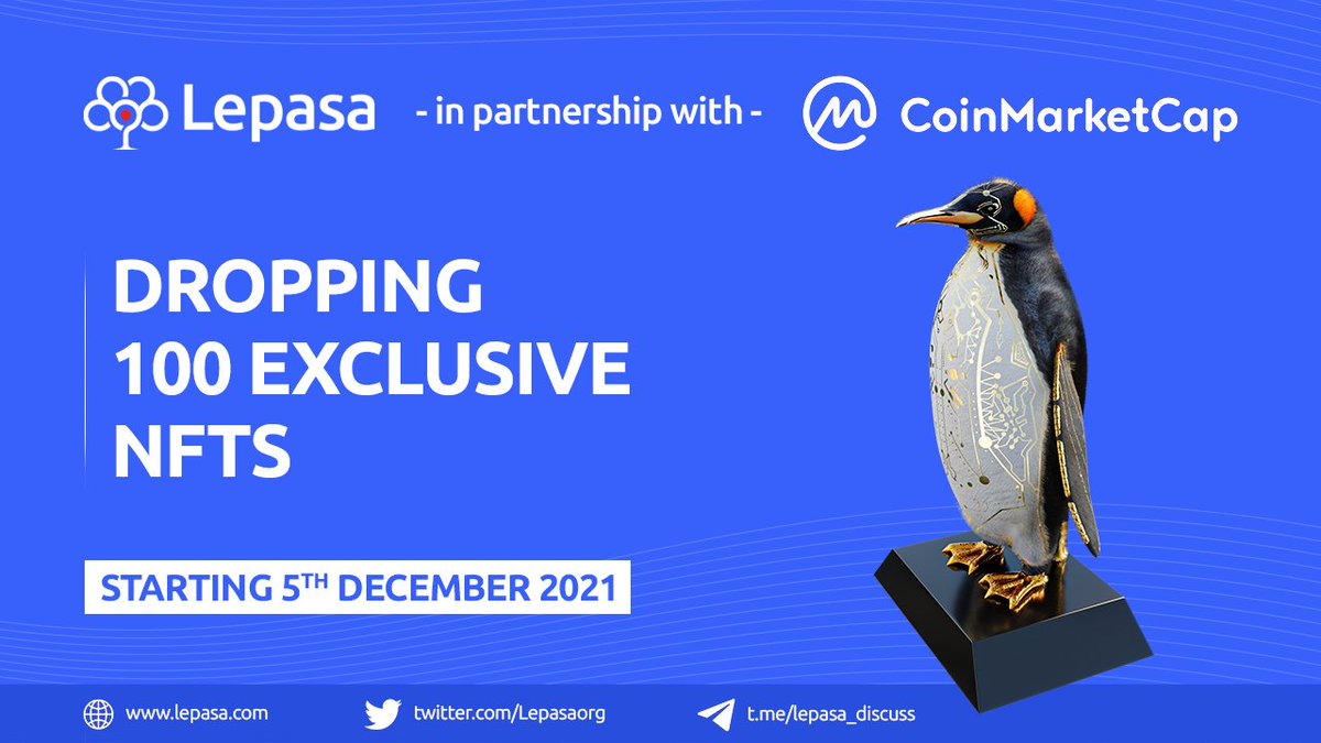 Lepasaorg's tweet photo. Hold your breath for the biggest campaign ever for the  #NFTCommunity, Lepasa is partnering with @CoinMarketCap
in an exclusive event, starting in few hours !!

https://t.co/Z1vp1bmSLx  
#Lepasa #NFTs  #CoinMarketCap #Airdrop https://t.co/07sCQHdqs4