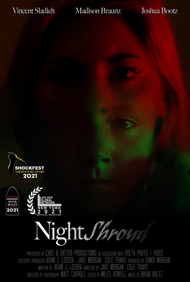 CakeBatterProd1's tweet photo. Night Shroud will be streaming soon at Shockfest Film Festival on Dec 10! Thank you @shockfesthorrorfactory for awarding us the Golden Stake Award! Get your tickets here! https://t.co/0yavkrmq4a https://t.co/mbfPoQqf5c