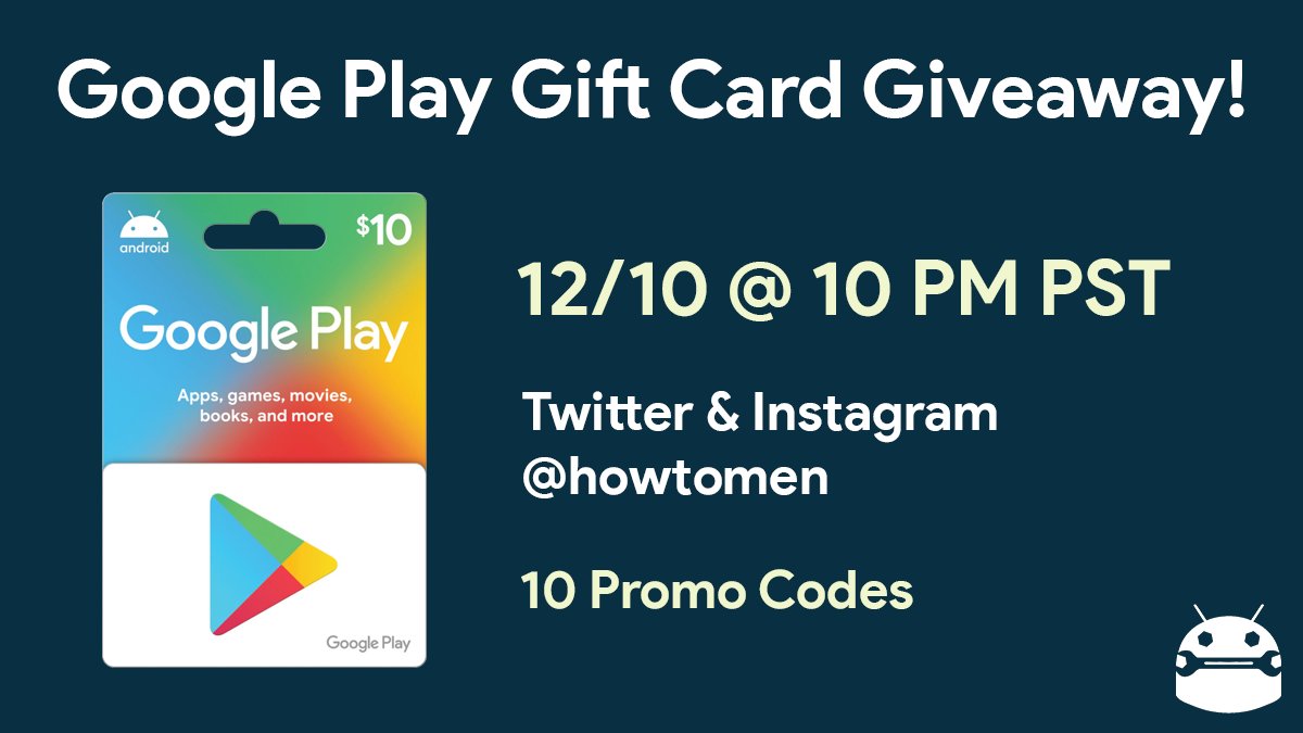 howtomen's tweet photo. Giving away 10 Google Play Gift Cards on December 10, 2021 at 10 PM PST! ($10 Each) 

On both my Twitter and Instagram @howtomen.
https://t.co/5C67nVD9AX

Turn on🔔 and Good Luck to all of you! 🏇 https://t.co/oKlhNVmURX