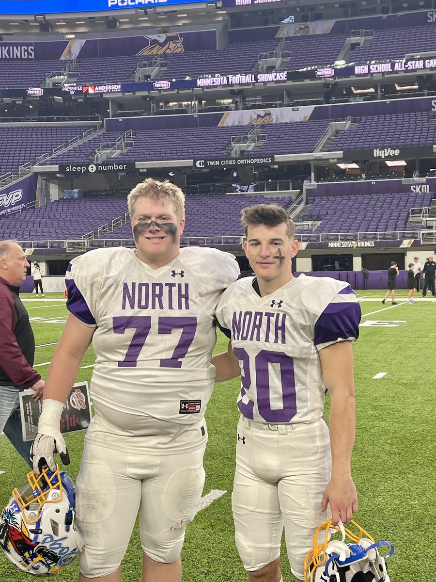 <a href="/JarrettBennett4/">Jarrett Bennett</a> and I had a great time representing <a href="/StmaFB/">Knights Football</a> one last time at the MN Football All-Star game today.  Looking forward to moving on to <a href="/UMD_Football/">UMD Football</a>! @CoachHeikkinen <a href="/CoachVogler/">Chase Vogler</a>