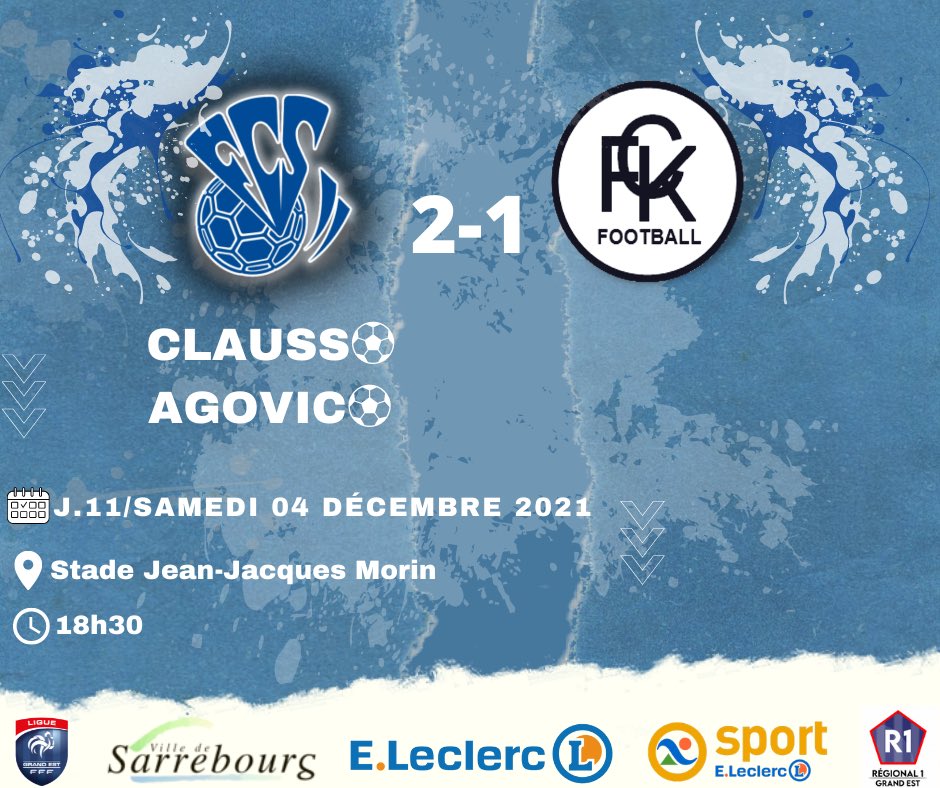 FCSarrebourg's tweet photo. Victoire !!! Belle opération à domicile contre le premier du groupe. 
Après l’élimination aux portes des 32e de finales de coupe de France, les Sarrebourgeois font une très belle opération. https://t.co/7bDGf2ljPV