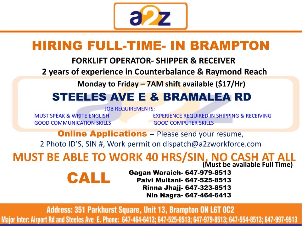 a2z_workforce13's tweet photo. Hiring now!!
We have a lot of positions and are looking for people who can start as soon as possible for the following positions:-
1. Shift Supervisor
2. G-Driver
3. Forklift Operator
Moreover, we hire General Labor on continuous basis. So contact us if you are interested.
#jobs https://t.co/az5gwVKxpy