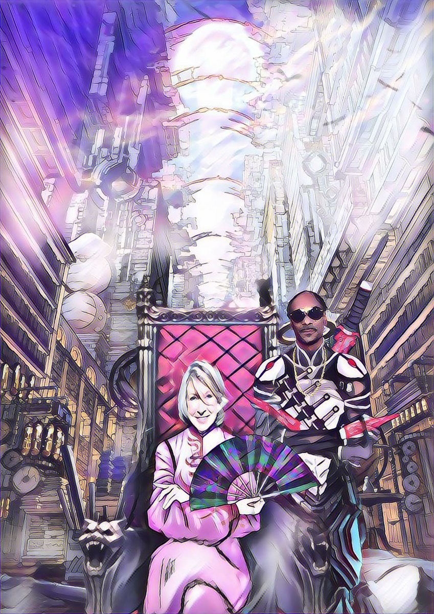 <a href="/CozomoMedici/">Cozomo de’ Medici</a> everyone was thrilled that you enjoyed <a href="/AdmiralSyntax/">Admiral Syntax $FAME</a> derivative! We’d be honored to send you and @K___Dean  a Shogun of your own and join us in bridging economic boundaries through #NFT gaming and art😍

Hope you enjoy this #MarthaAndSnoop derivative just as much🍷