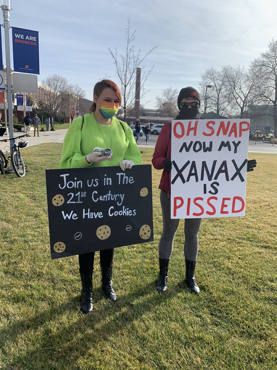 Boiseweekly's tweet photo. Protesters brought the signs. #yenorprotest #boisestate https://t.co/saqAZ6Sz1J