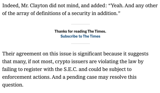 NikoJilch's tweet photo. SEC chairman Gensler met former SEC chairman Clayton - they agree that all coins that had ICOs are to be classified as securities.
https://t.co/4Wrv2tXkoS https://t.co/g1SHi9iPkm