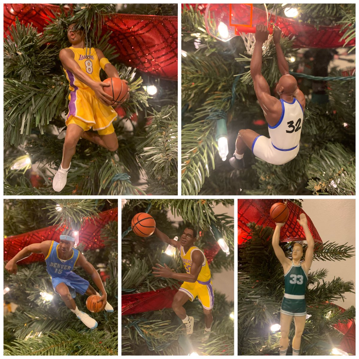 Coach__Chance's tweet photo. Just a few ornaments my wife is nice enough to let me decorate the tree with.  I let her add the ribbon. But ornaments r mine. 🤣 #Hallmark #Ornaments #Legends #Christmas #Tree #DadsTree 🎄🏈🏀⚾️🥊🏒 https://t.co/GZp77TCrwW