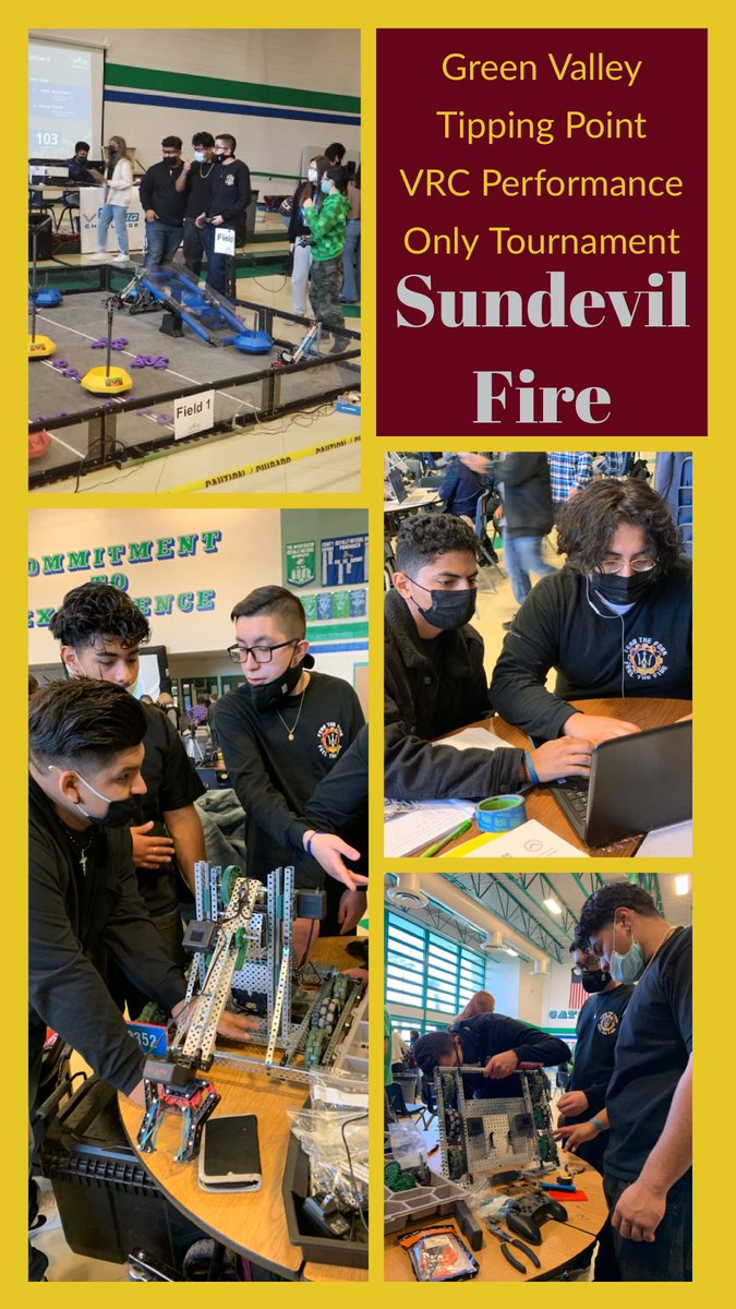 Mr. Neal &amp; our Robotics Team showing off their coding &amp; programming skills today at Green Valley High School. #EHSRobotics