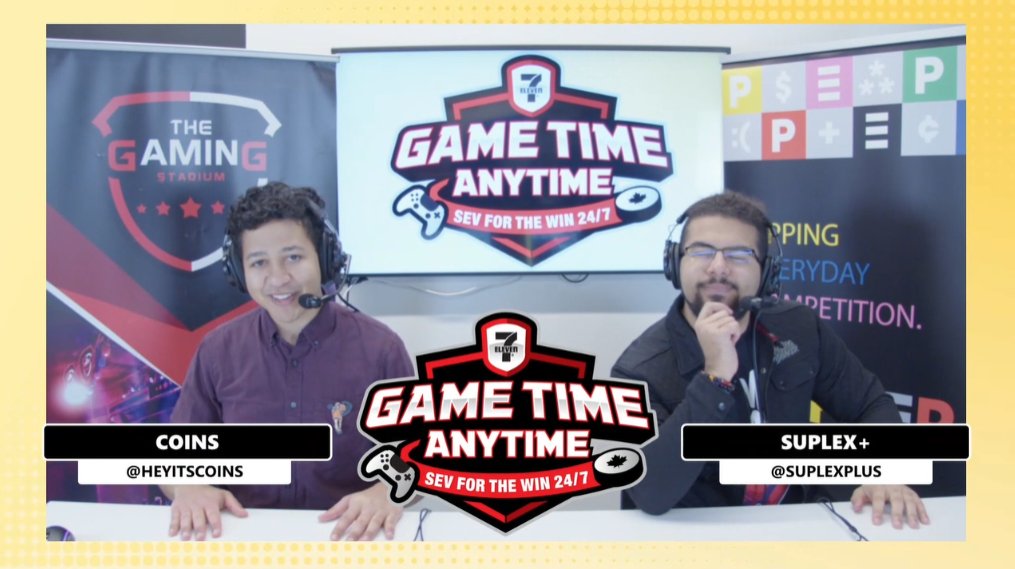 GamingStadiumCS's tweet image. And who are those upstanding gentlemen on the casting desk? 🎩

Why it&apos;s none other than @heyitscoins &amp;amp; @SuplexPlus! Thank you for joining us today, we&apos;re proud to have you! 

Watch the action unfold in the @7ElevenCanada Game Time Anytime series NOW:

📺twitch.tv/thegamingstadi…