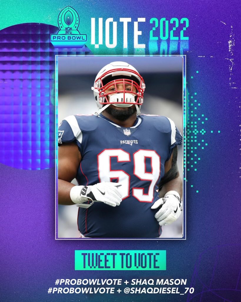 1 RT= 1 Vote
#ProBowlVote + <a href="/ShaqDiesel_70/">Shaq Mason</a>
