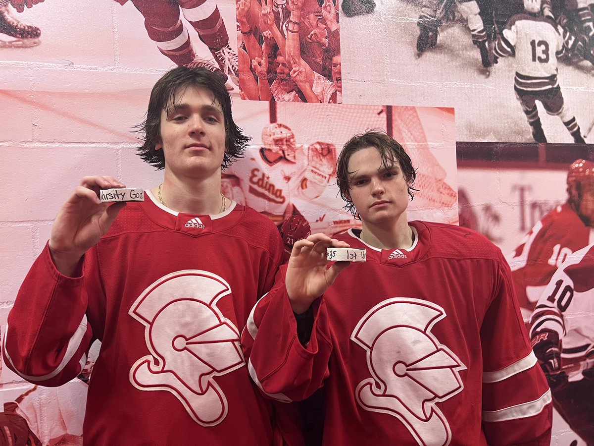 BSMBoysHockey's tweet photo. CONGRATULATIONS to #35 Mason McElroy on his first varsity win in net!!! &amp; #14 Gavin Reed on his first varsity goal!!!!!!!! https://t.co/tu6punKSW0