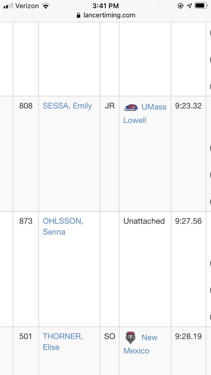 UMLTRACKCOACH's tweet photo. School record for Emily Sessa 9:23.32 in the 3,000m https://t.co/GGgNzVYsFV